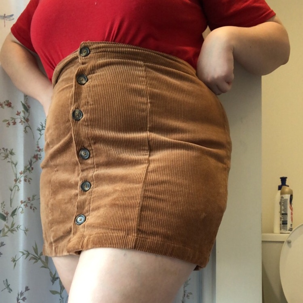 forever 21 tan corduroy skirt